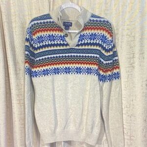 Chaps Men's Sweater with Blue and Red Pattern